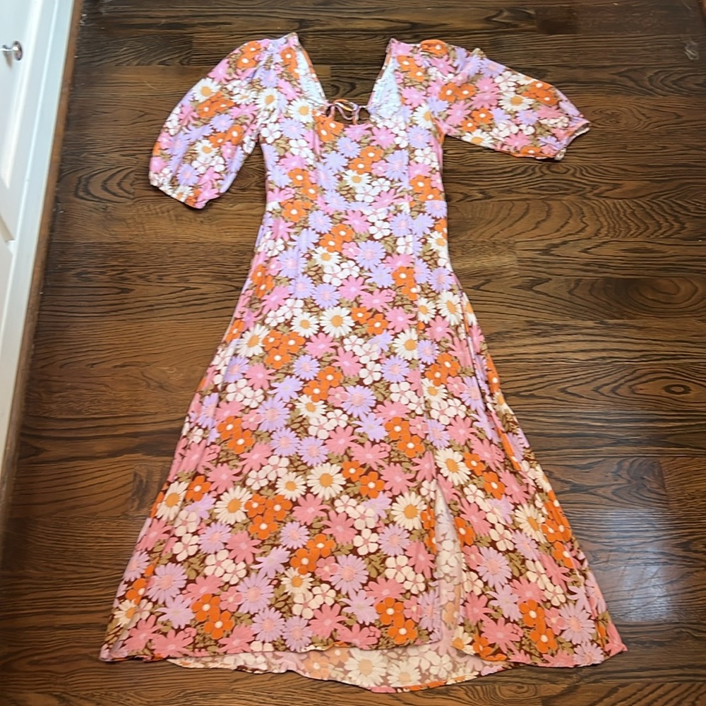 Stradivarius Floral Midi Dress Size Medium - Picture 4 of 6